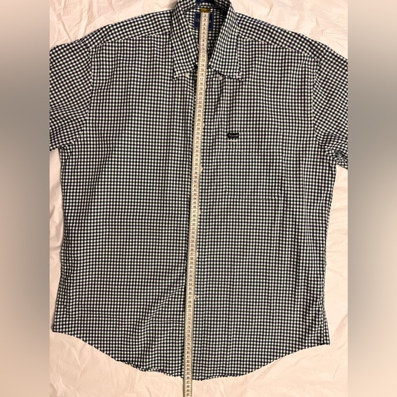 Facconable Men’s Large Purple Green Checkered Casual Short Sleeve Button Down - Picture 5 of 9